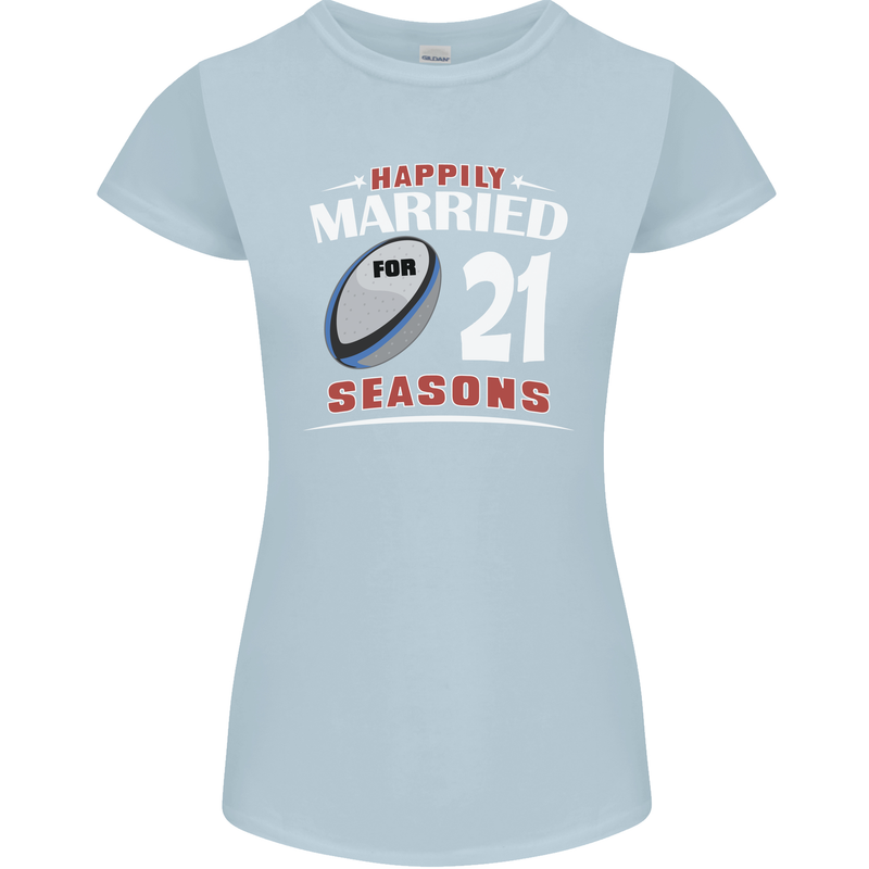 21 Year Wedding Anniversary 21st Rugby Womens Petite Cut T-Shirt Light Blue
