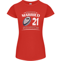 21 Year Wedding Anniversary 21st Rugby Womens Petite Cut T-Shirt Red