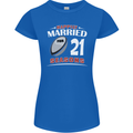 21 Year Wedding Anniversary 21st Rugby Womens Petite Cut T-Shirt Royal Blue