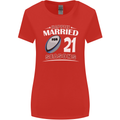 21 Year Wedding Anniversary 21st Rugby Womens Wider Cut T-Shirt Red