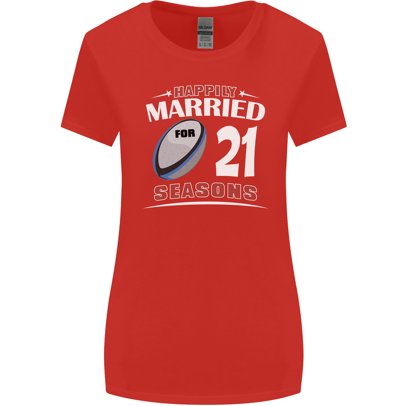 21 Year Wedding Anniversary 21st Rugby Womens Wider Cut T-Shirt Red