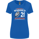 21 Year Wedding Anniversary 21st Rugby Womens Wider Cut T-Shirt Royal Blue