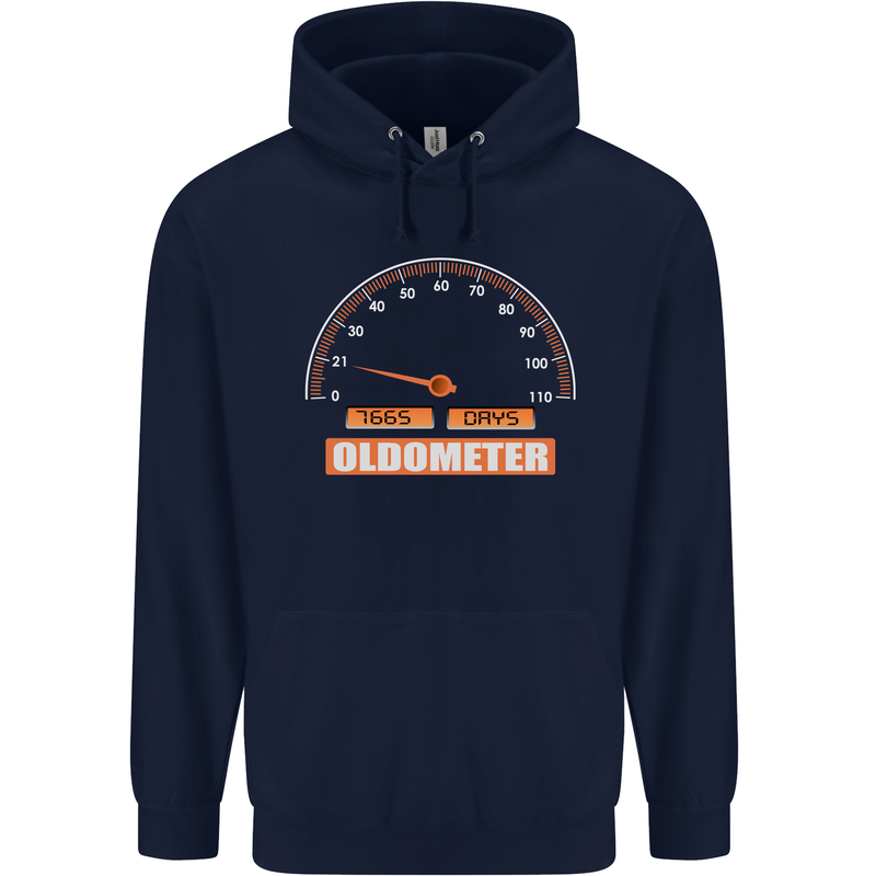 21st Birthday 21 Year Old Ageometer Funny Mens 80% Cotton Hoodie Navy Blue