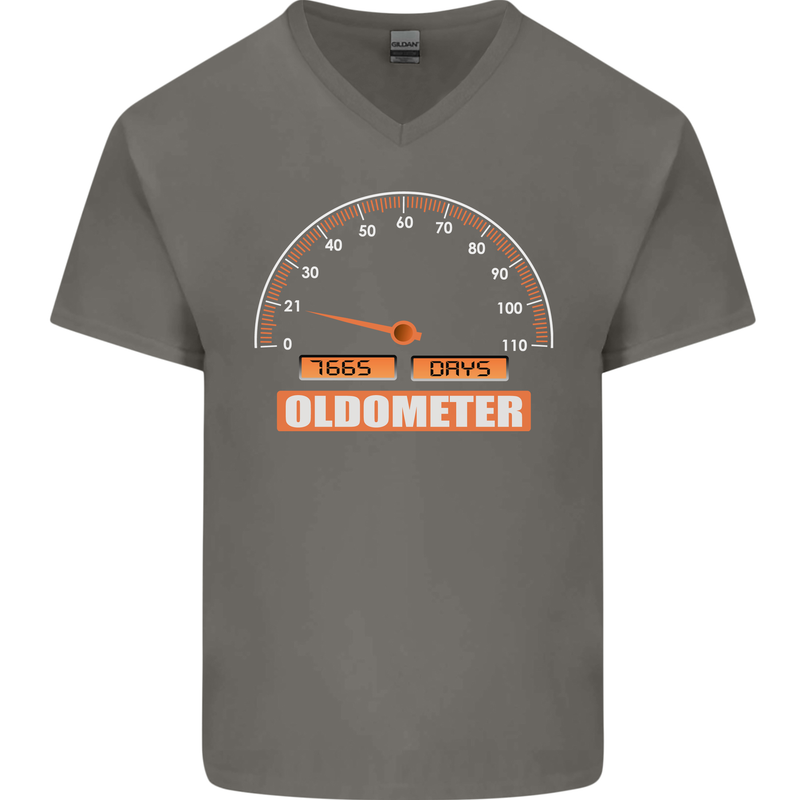 21st Birthday 21 Year Old Ageometer Funny Mens V-Neck Cotton T-Shirt Charcoal