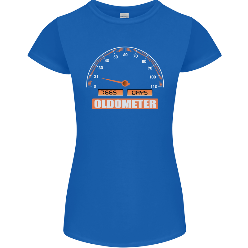 21st Birthday 21 Year Old Ageometer Funny Womens Petite Cut T-Shirt Royal Blue