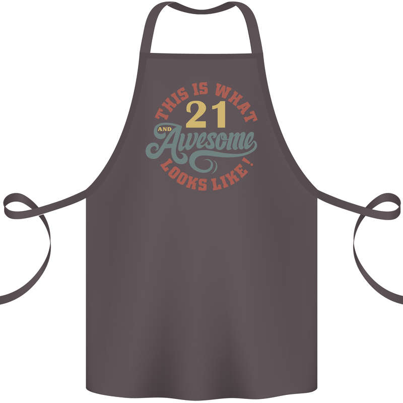 21st Birthday 21 Year Old Awesome Looks Like Cotton Apron 100% Organic Dark Grey