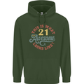 21st Birthday 21 Year Old Awesome Looks Like Mens 80% Cotton Hoodie Forest Green