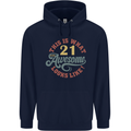 21st Birthday 21 Year Old Awesome Looks Like Mens 80% Cotton Hoodie Navy Blue