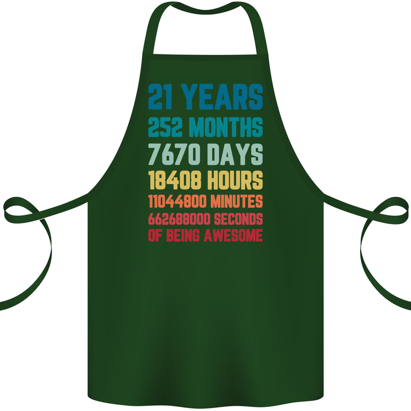 21st Birthday 21 Year Old Cotton Apron 100% Organic Forest Green