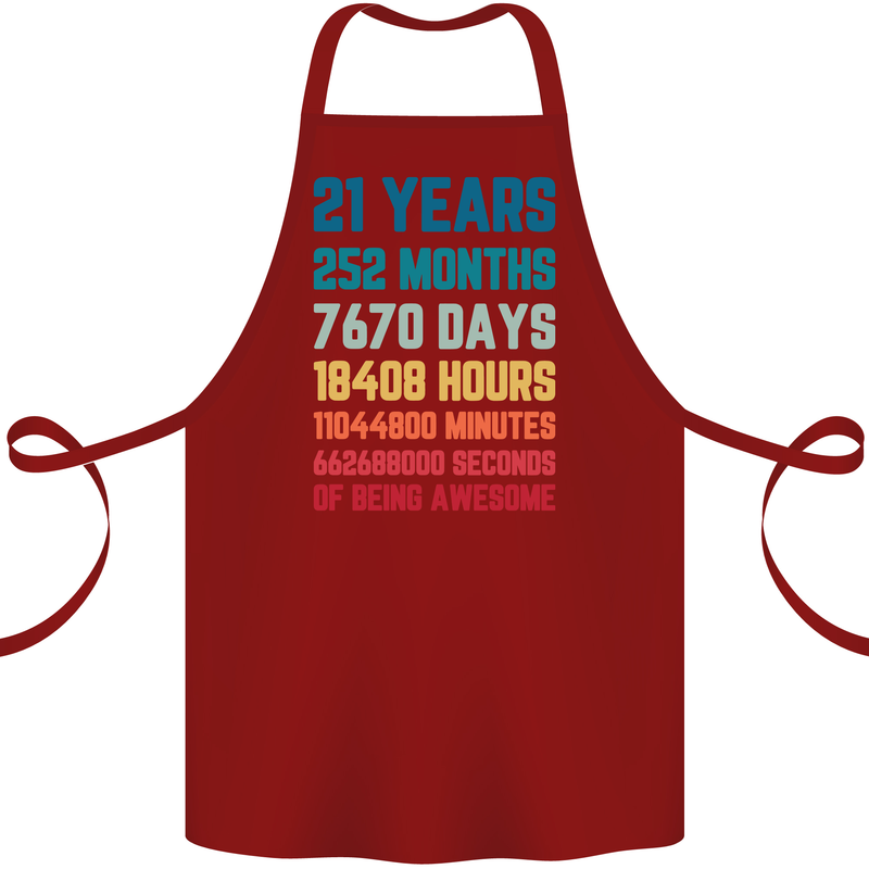 21st Birthday 21 Year Old Cotton Apron 100% Organic Maroon