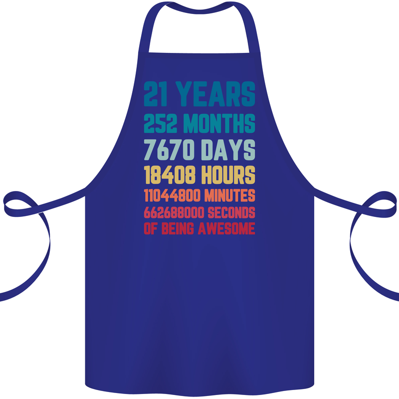 21st Birthday 21 Year Old Cotton Apron 100% Organic Royal Blue