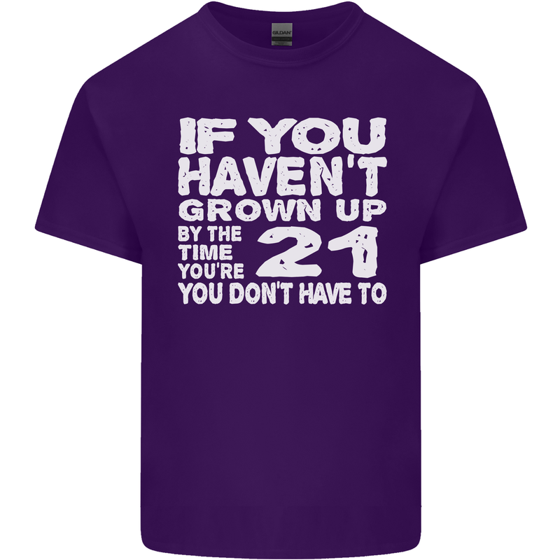 21st Birthday 21 Year Old Don't Grow Up Funny Mens Cotton T-Shirt Tee Top Purple