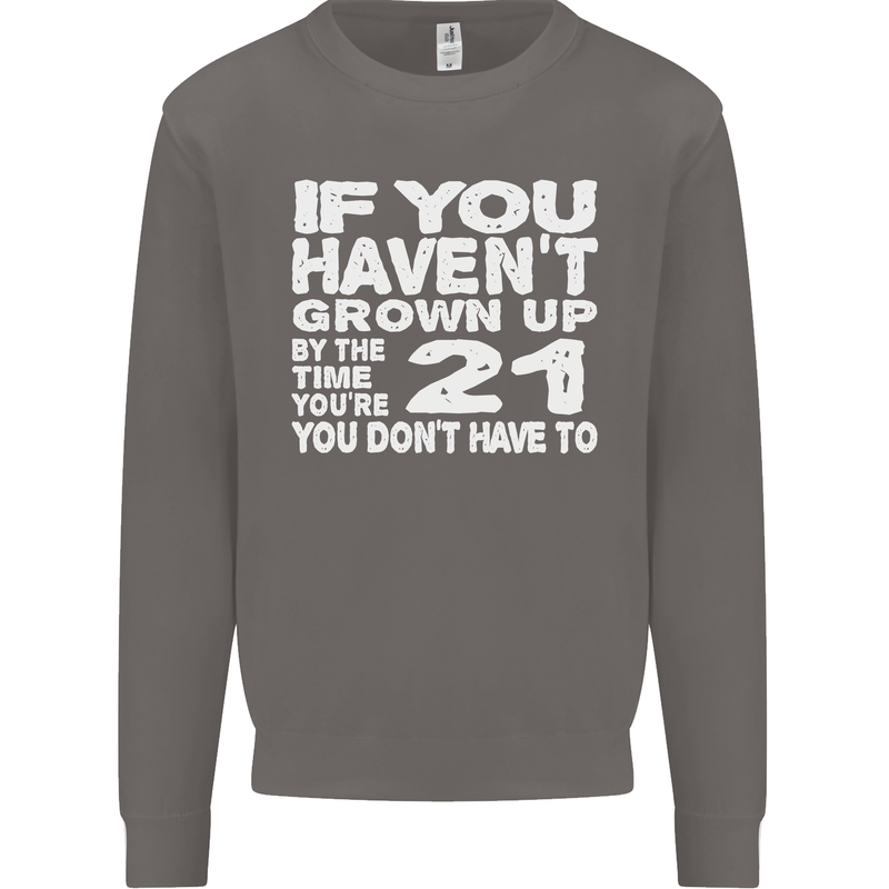 21st Birthday 21 Year Old Don't Grow Up Funny Mens Sweatshirt Jumper Charcoal