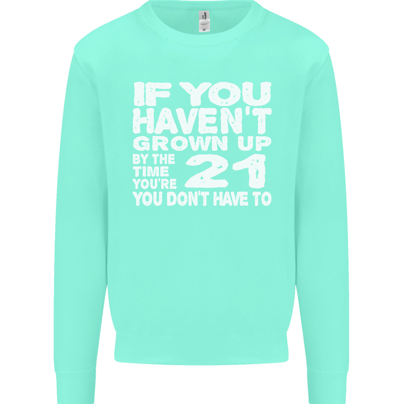 21st Birthday 21 Year Old Don't Grow Up Funny Mens Sweatshirt Jumper Peppermint