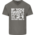 21st Birthday 21 Year Old Don't Grow Up Funny Mens V-Neck Cotton T-Shirt Charcoal