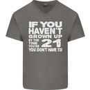 21st Birthday 21 Year Old Don't Grow Up Funny Mens V-Neck Cotton T-Shirt Charcoal