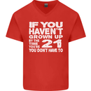 21st Birthday 21 Year Old Don't Grow Up Funny Mens V-Neck Cotton T-Shirt Red