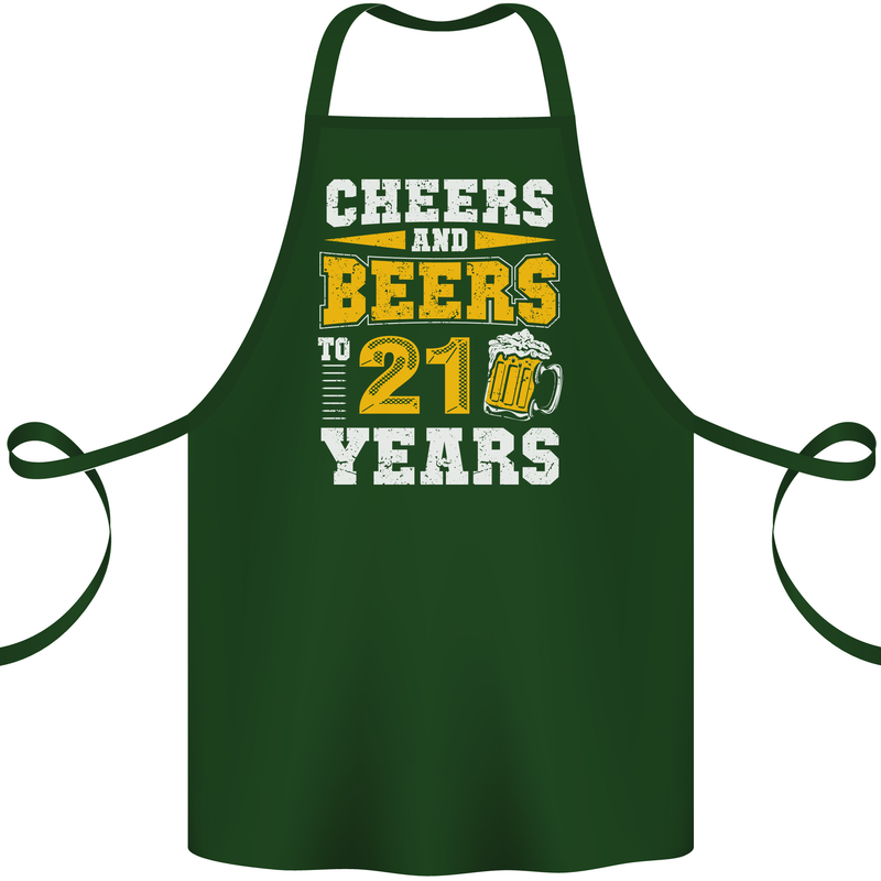 21st Birthday 21 Year Old Funny Alcohol Cotton Apron 100% Organic Forest Green