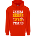 21st Birthday 21 Year Old Funny Alcohol Mens 80% Cotton Hoodie Bright Red