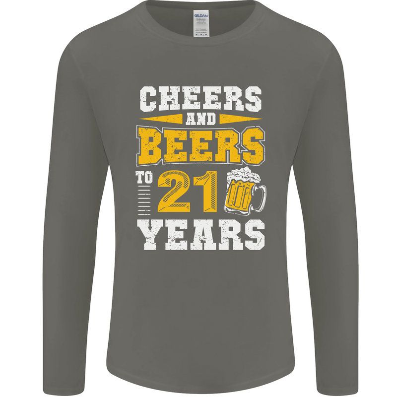 21st Birthday 21 Year Old Funny Alcohol Mens Long Sleeve T-Shirt Charcoal