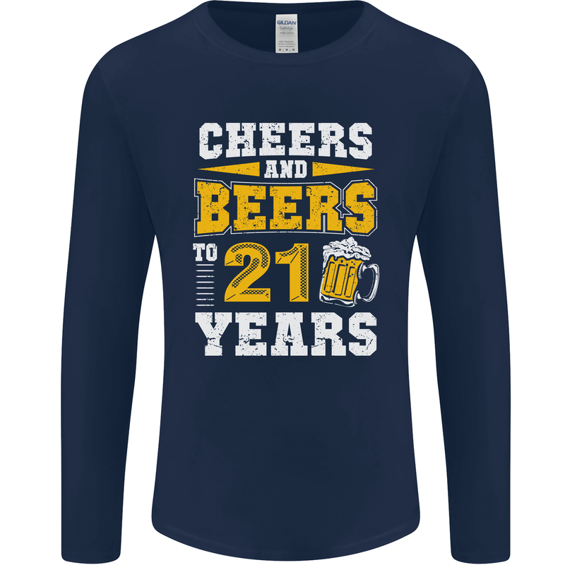 21st Birthday 21 Year Old Funny Alcohol Mens Long Sleeve T-Shirt Navy Blue