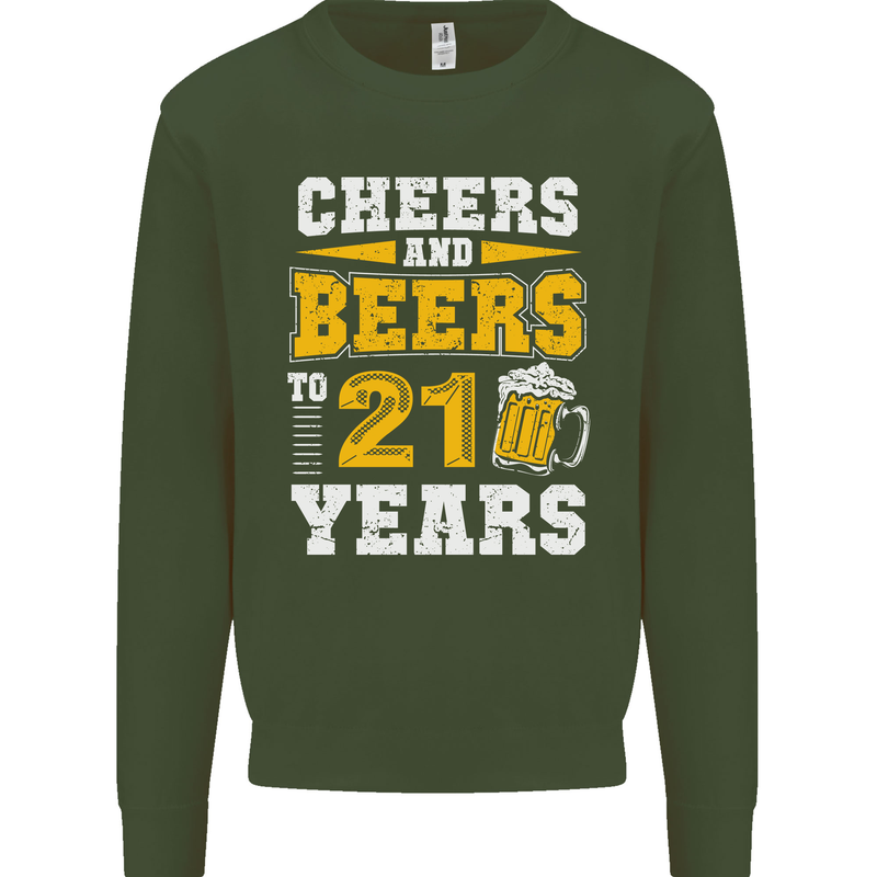 21st Birthday 21 Year Old Funny Alcohol Mens Sweatshirt Jumper Forest Green