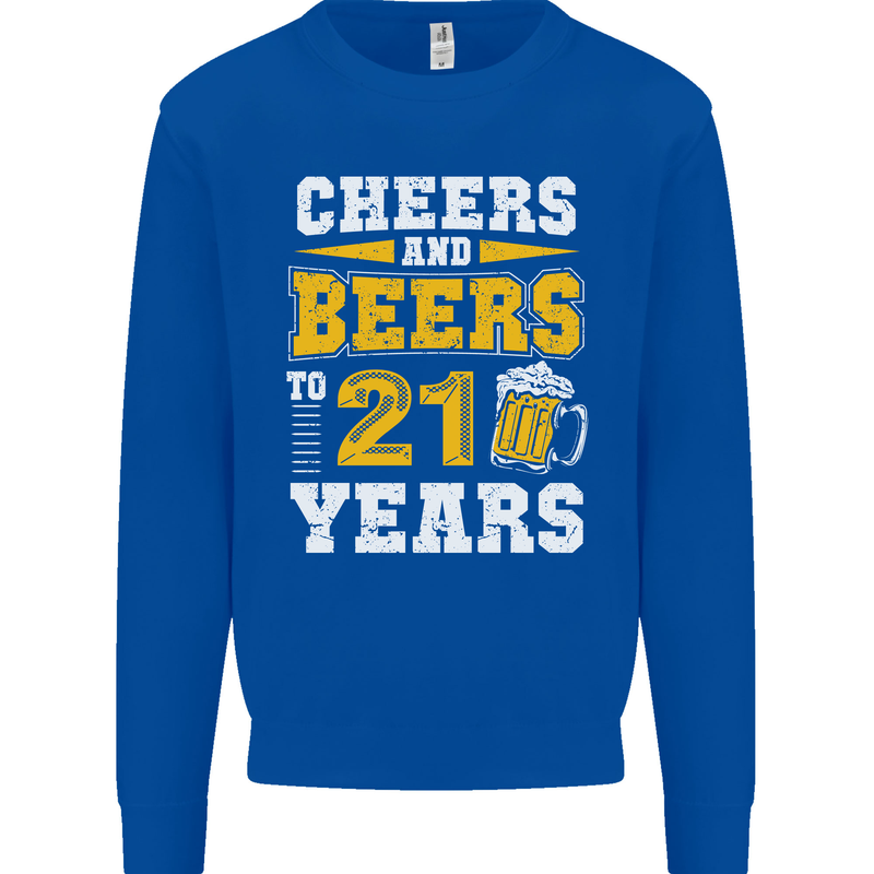 21st Birthday 21 Year Old Funny Alcohol Mens Sweatshirt Jumper Royal Blue