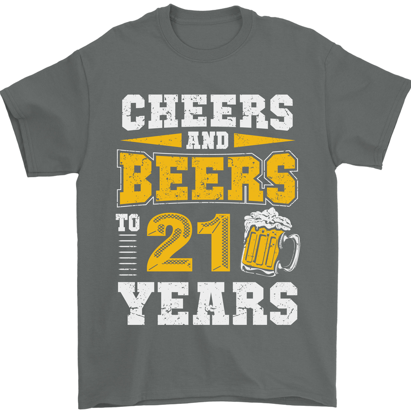21st Birthday 21 Year Old Funny Alcohol Mens T-Shirt 100% Cotton Charcoal