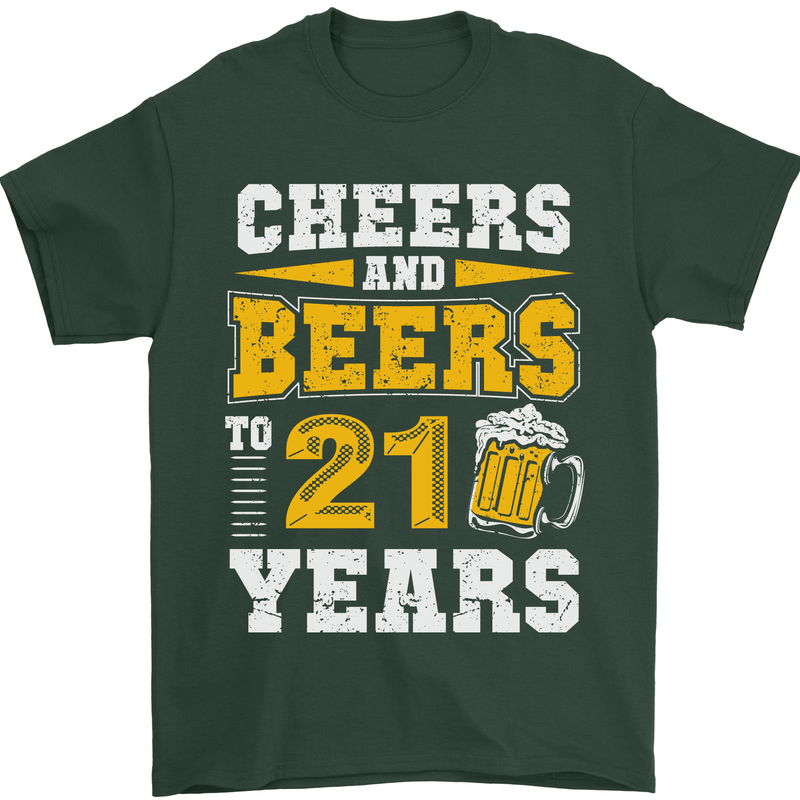 21st Birthday 21 Year Old Funny Alcohol Mens T-Shirt 100% Cotton Forest Green