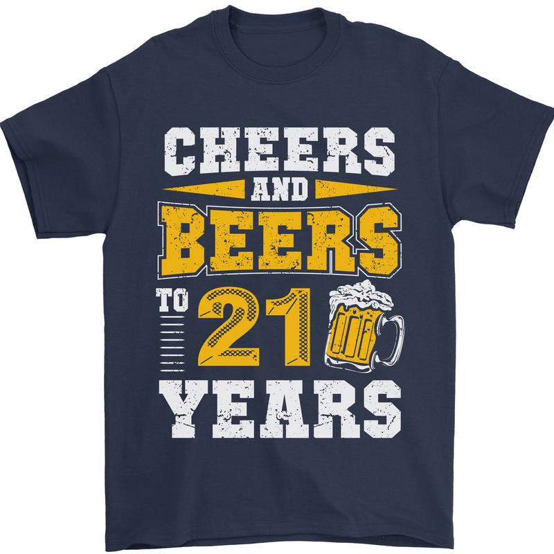 21st Birthday 21 Year Old Funny Alcohol Mens T-Shirt 100% Cotton Navy Blue