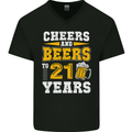 21st Birthday 21 Year Old Funny Alcohol Mens V-Neck Cotton T-Shirt Black