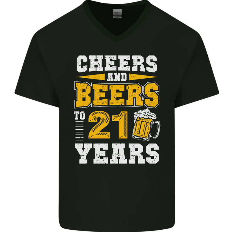 21st Birthday 21 Year Old Funny Alcohol Mens V-Neck Cotton T-Shirt Black