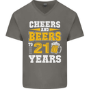 21st Birthday 21 Year Old Funny Alcohol Mens V-Neck Cotton T-Shirt Charcoal
