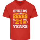 21st Birthday 21 Year Old Funny Alcohol Mens V-Neck Cotton T-Shirt Red