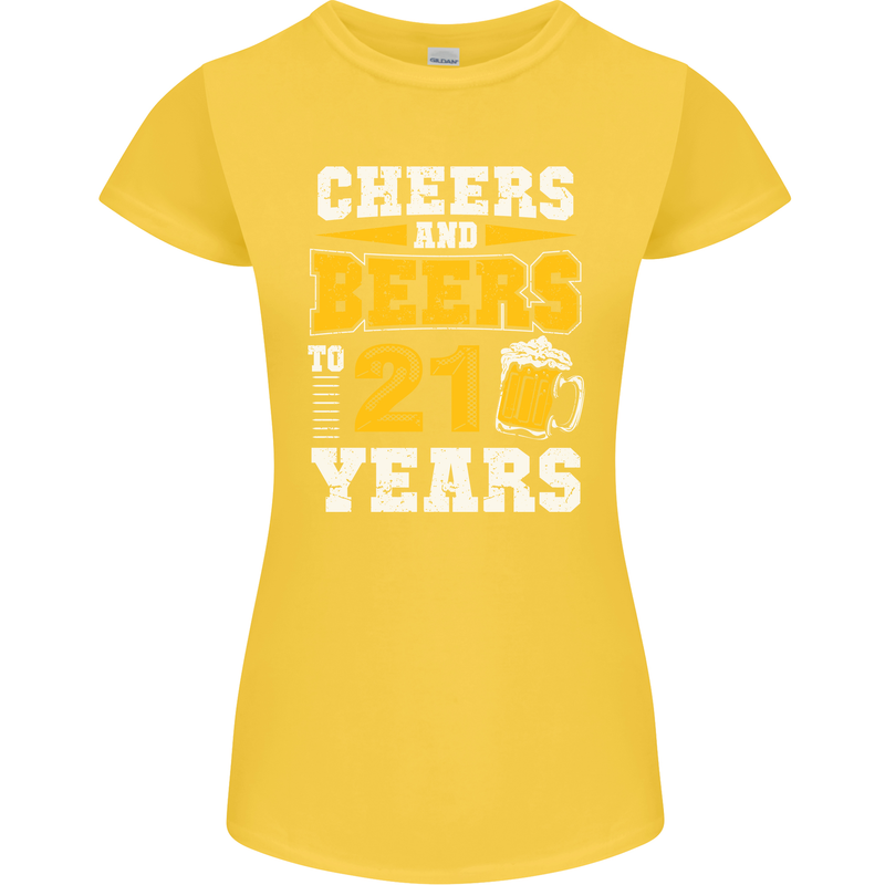 21st Birthday 21 Year Old Funny Alcohol Womens Petite Cut T-Shirt Yellow