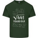21st Birthday 21 Year Old Geek Funny Maths Mens Cotton T-Shirt Tee Top Forest Green