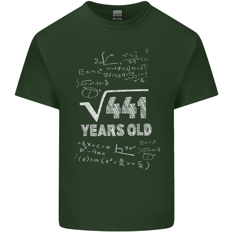21st Birthday 21 Year Old Geek Funny Maths Mens Cotton T-Shirt Tee Top Forest Green