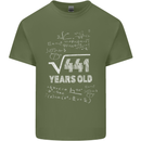 21st Birthday 21 Year Old Geek Funny Maths Mens Cotton T-Shirt Tee Top Military Green