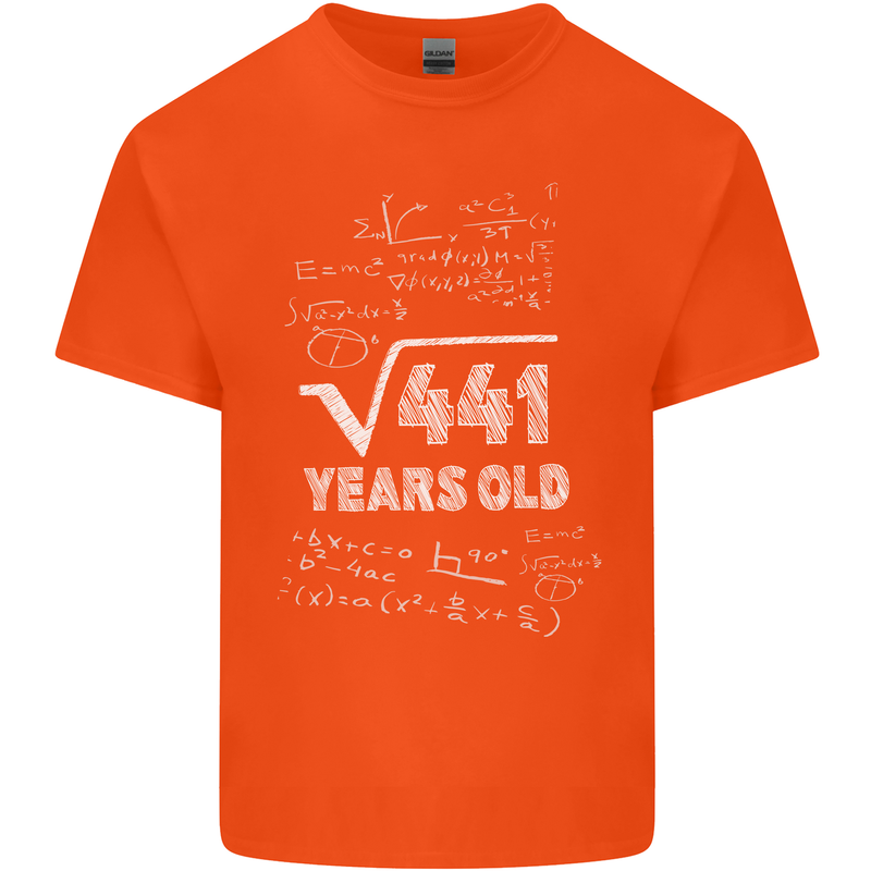 21st Birthday 21 Year Old Geek Funny Maths Mens Cotton T-Shirt Tee Top Orange