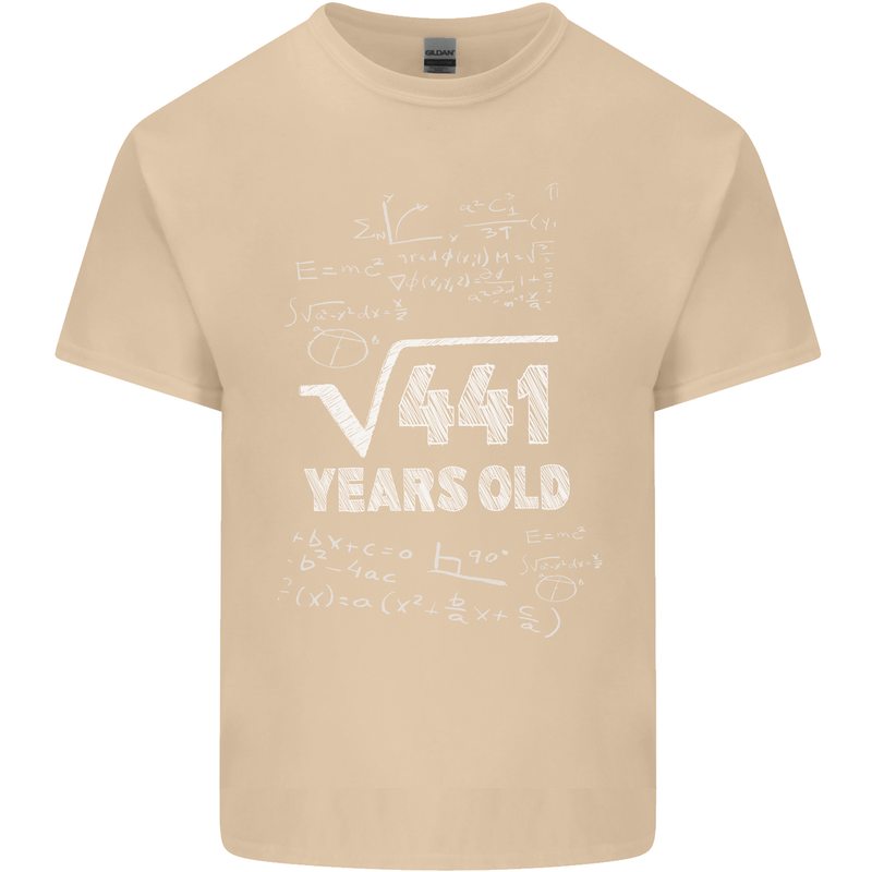 21st Birthday 21 Year Old Geek Funny Maths Mens Cotton T-Shirt Tee Top Sand