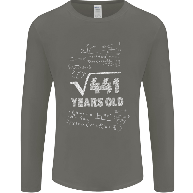 21st Birthday 21 Year Old Geek Funny Maths Mens Long Sleeve T-Shirt Charcoal