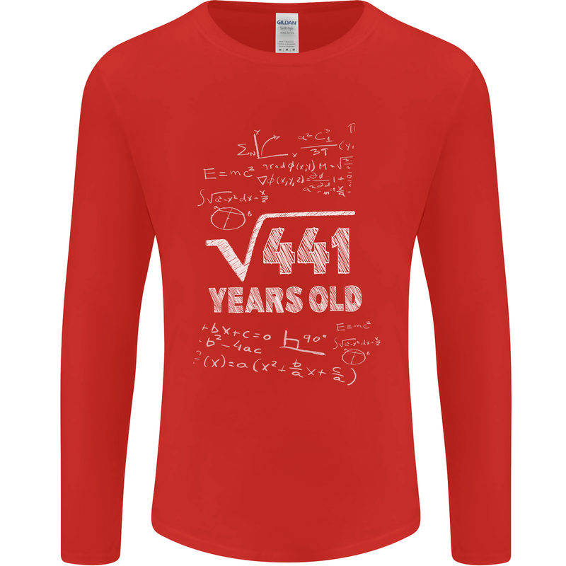 21st Birthday 21 Year Old Geek Funny Maths Mens Long Sleeve T-Shirt Red