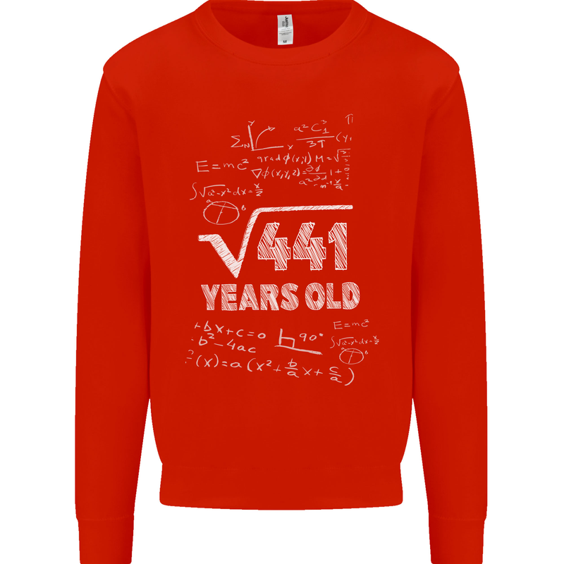 21st Birthday 21 Year Old Geek Funny Maths Mens Sweatshirt Jumper Bright Red