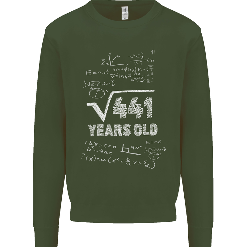 21st Birthday 21 Year Old Geek Funny Maths Mens Sweatshirt Jumper Forest Green
