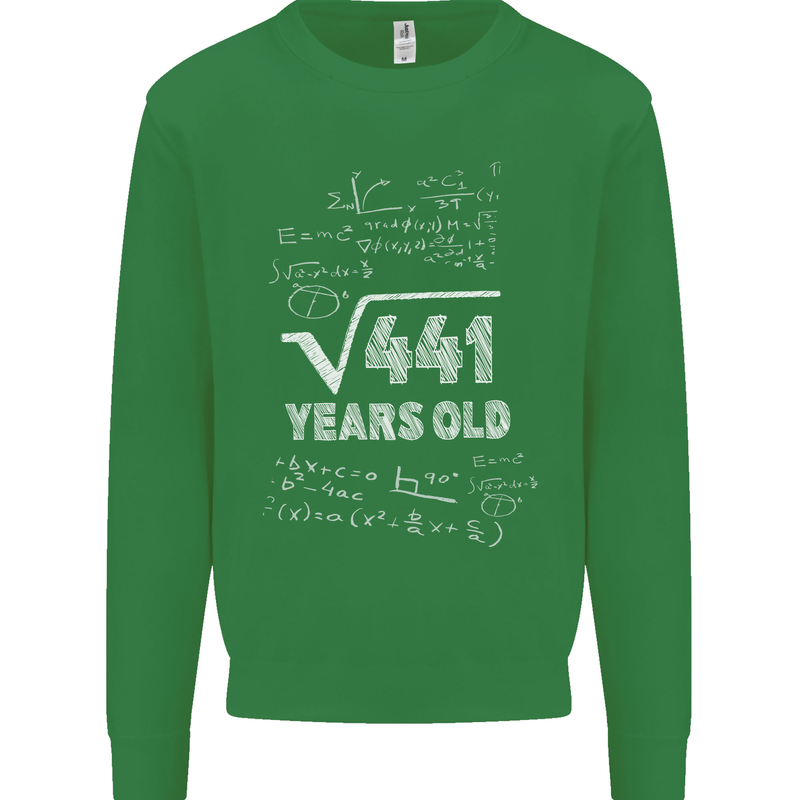 21st Birthday 21 Year Old Geek Funny Maths Mens Sweatshirt Jumper Irish Green