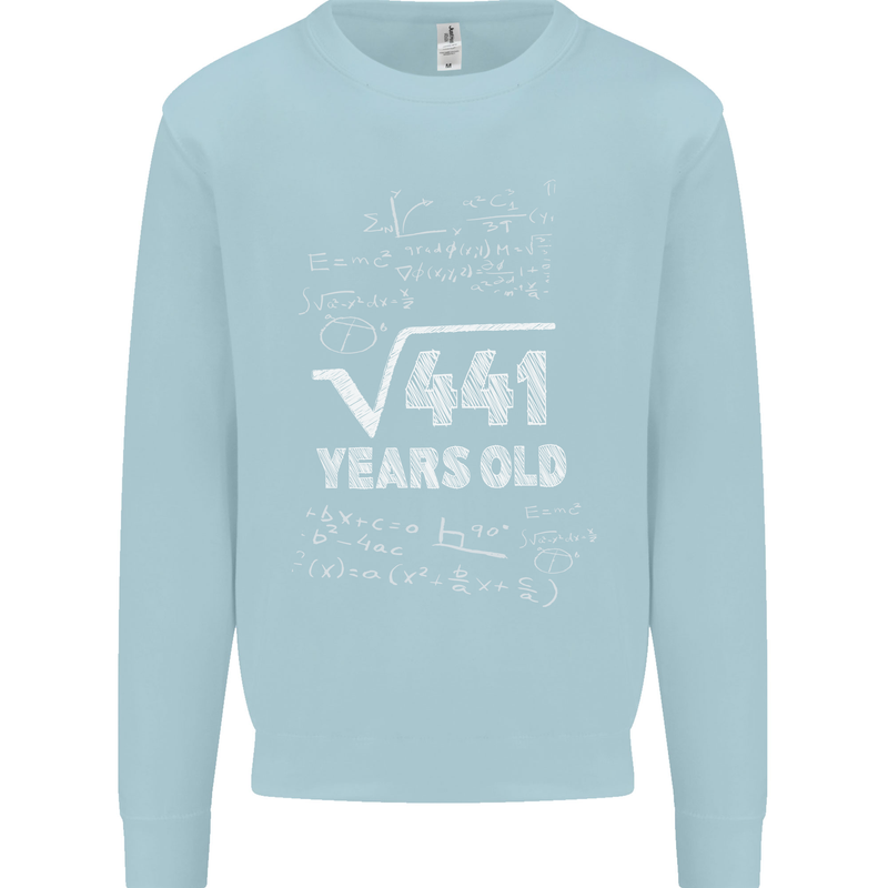 21st Birthday 21 Year Old Geek Funny Maths Mens Sweatshirt Jumper Light Blue