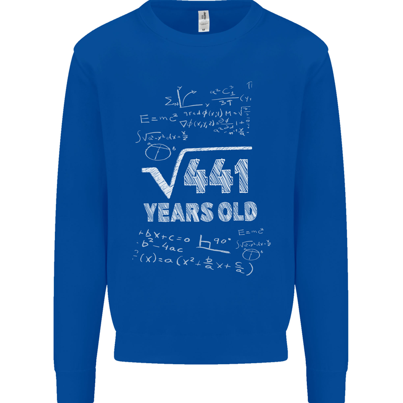 21st Birthday 21 Year Old Geek Funny Maths Mens Sweatshirt Jumper Royal Blue
