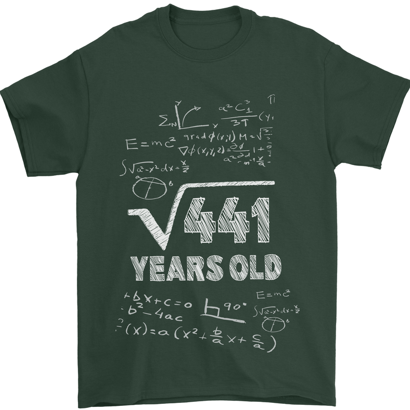 21st Birthday 21 Year Old Geek Funny Maths Mens T-Shirt 100% Cotton Forest Green