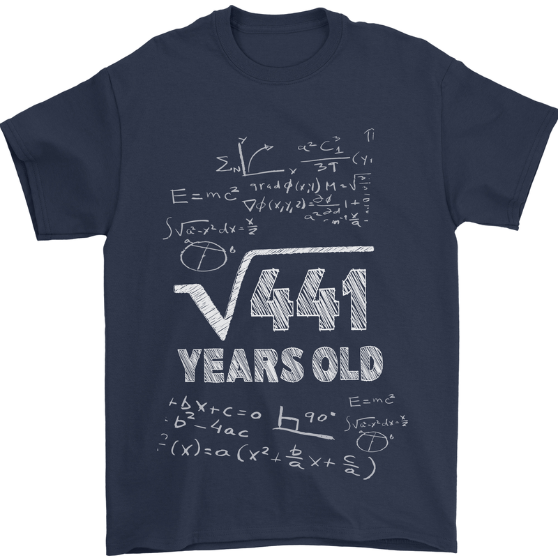 21st Birthday 21 Year Old Geek Funny Maths Mens T-Shirt 100% Cotton Navy Blue