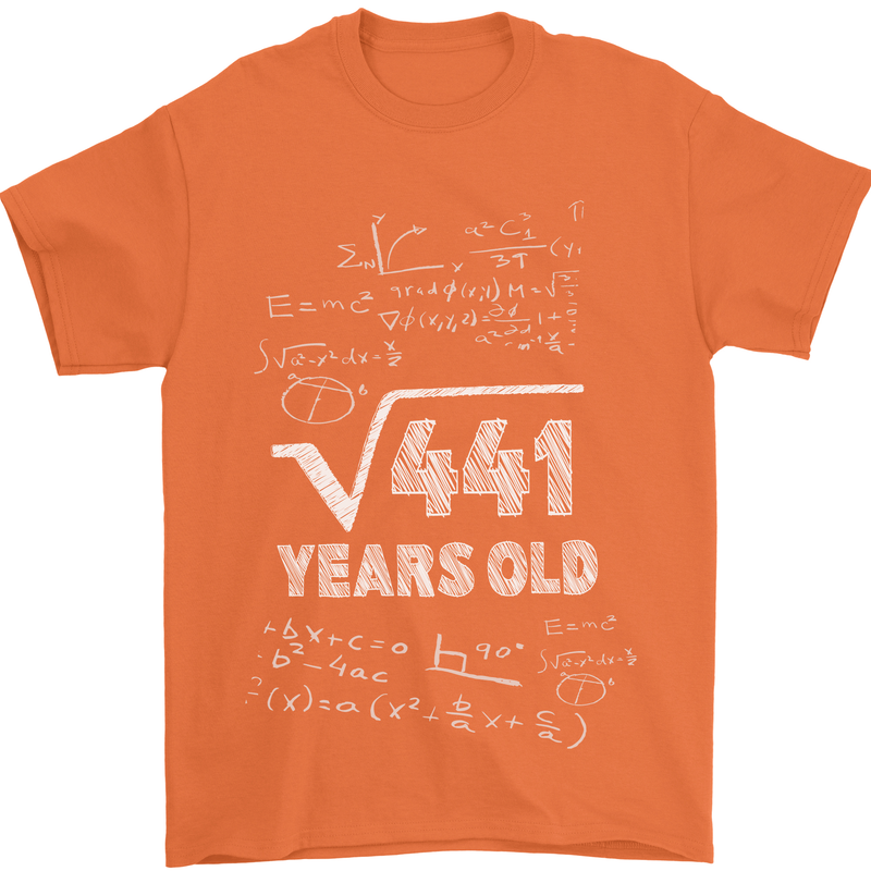 21st Birthday 21 Year Old Geek Funny Maths Mens T-Shirt 100% Cotton Orange